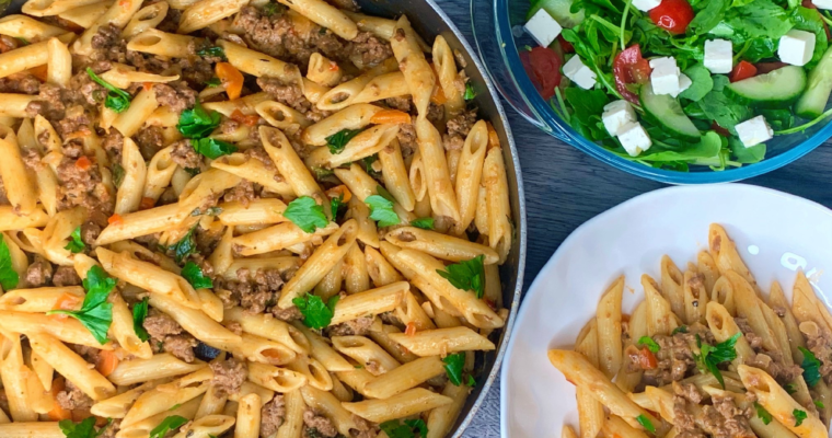 Easy Creamy Beef Penne (£1.24p)