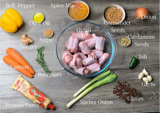 Table of ingredients for Slow Cooker Oxtail Recipe