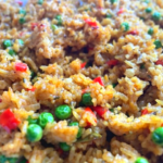 A plate with One-Pot Vegetable Rice in it